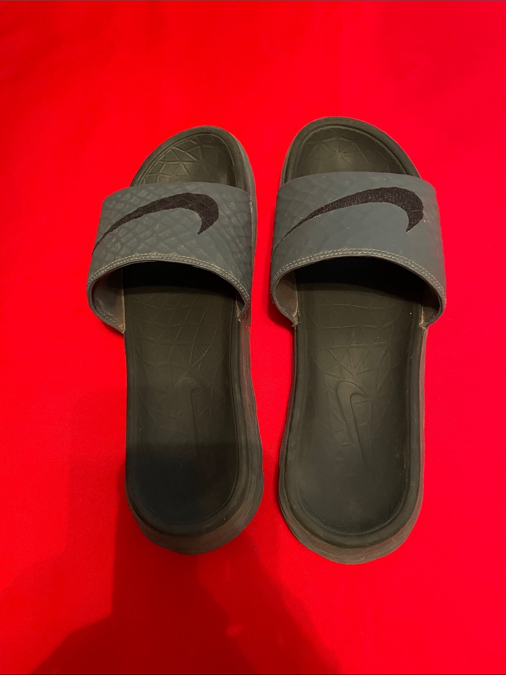 Nike Gray and Black Slide Sandals